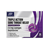 Boots sore throat lozenges blackcurrant flavour 24 count - British product