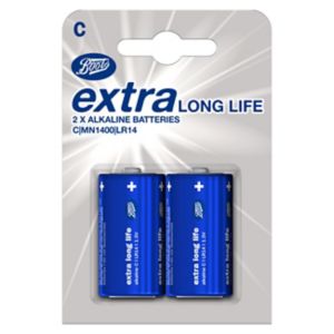 Boots C extra lasting batteries 2 pack - British product