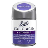 Boots Folic Acid Plus Vitamin D Supplement 60 Tablets