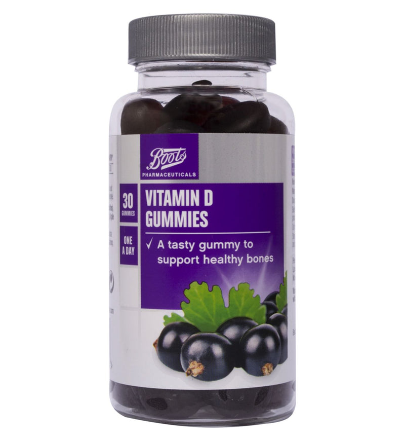 Boots Vitamin D gummies blackcurrant flavour 30 count, UK version