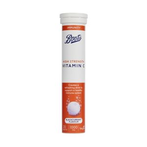 Boots vitamin C effervescent blackcurrant 20 tablets - British product