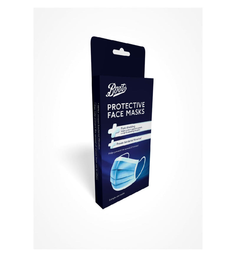 Boots face mask type iir 5 pack - British product