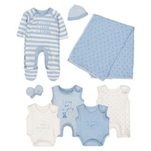 Blue Premature Baby Eight-Piece Set Infant Clothing