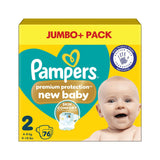 Pampers Premium Protection New Baby Size 2 Nappies 76 Pack