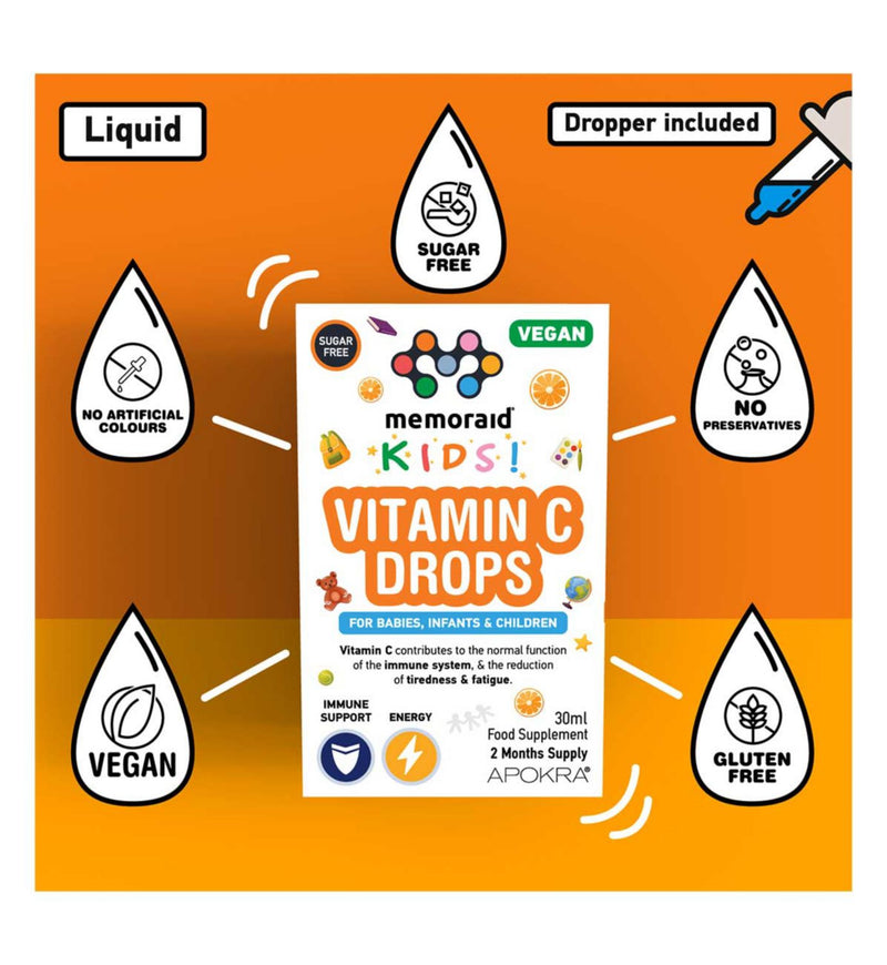 Apokra Kids Vegan Vitamin C Drops 30ml - British product