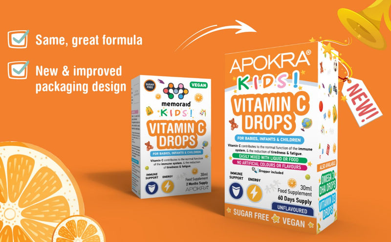 Apokra Kids Vegan Vitamin C Drops 30ml - British product