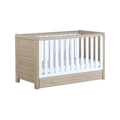 Babymore Luno Cot Bed With Drawer Oak White