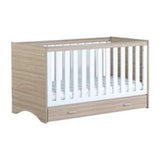 Babymore Veni Cot Bed with Drawer Oak White Nursery Furniture