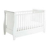 Babymore Stella Sleigh Cot Bed Dropside with Drawer White