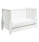 Babymore stella sleigh cot bed dropside with drawer - British product
