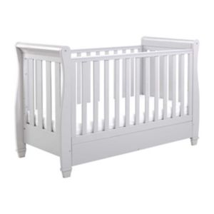 Babymore Eva Sleigh Cot Bed Dropside Grey Baby Furniture