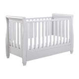 Babymore Eva Sleigh Cot Bed Dropside Grey Baby Furniture