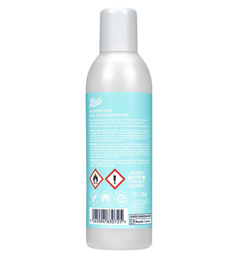 Boots Acetone Free Nail Polish Remover 200ml - British product
