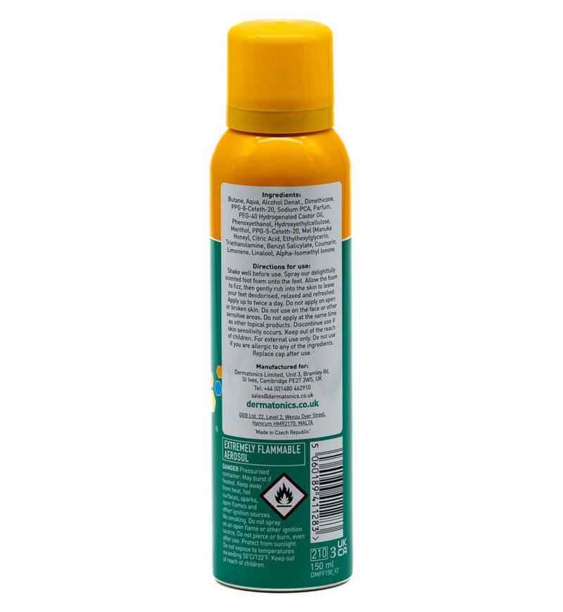 Dermatonics deodorising foot foam 150ml - British product