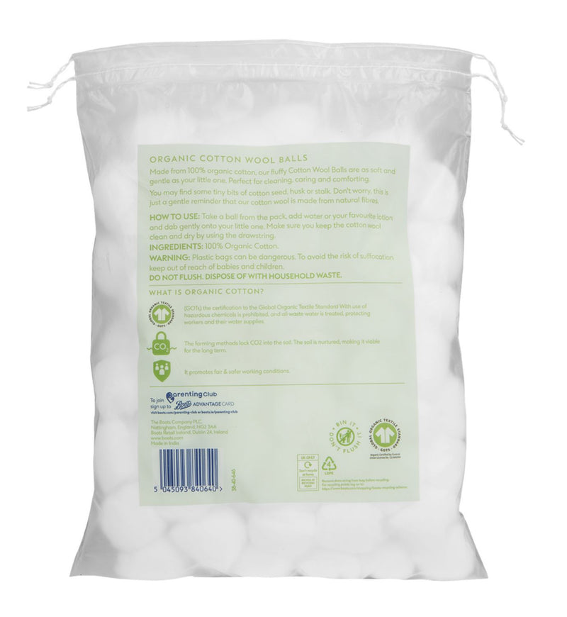 Boots Organic Cotton Wool Balls 100s - British product