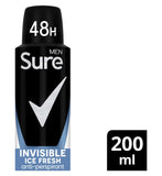 Sure Men Invisible Ice Fresh Anti-Perspirant Aerosol Spray 200ml, imported from the UK