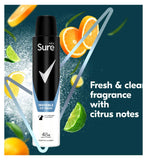 Sure Men Invisible Ice Fresh Anti-Perspirant Aerosol Spray 200ml, imported from the UK
