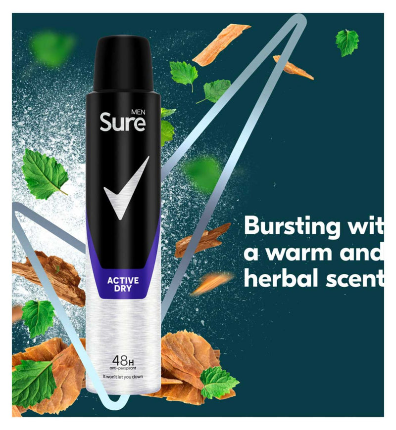 Sure Men Anti-Perspirant Active Dry 200ml (British brand)