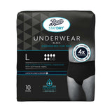 Boots Staydry Men's Black Incontinence Underwear Large 10 Pairs