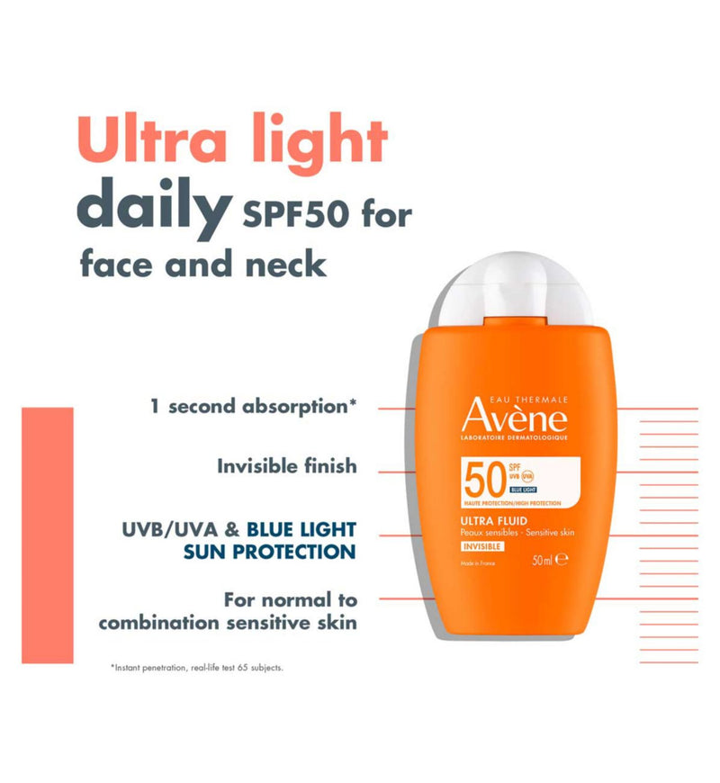 Avène Ultra Fluid Invisible Sunscreen 50ml - British product