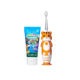 Brush Baby WildOnes Tiger Toothbrush with Applemint Toothpaste Bundle
