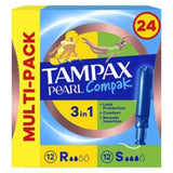 Tampax Pearl Compak Multi-Absorbency Regular Super Tampons With Applicator 24
