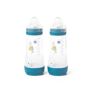 MAM Baby Bottle 320ml 2pk Blue, imported from the UK