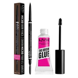 NYX eyebrow pencil and glue duo Ash Brown, imported from the UK