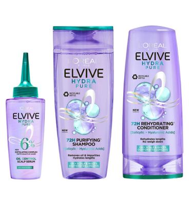 LOréal Paris Elvive Hydra Pure Scalp Serum Shampoo Conditioner Set for Oily Roots Dehydrated Lengths