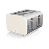 Swan 4 Slice Nordic Style Toaster White Kitchen Appliance