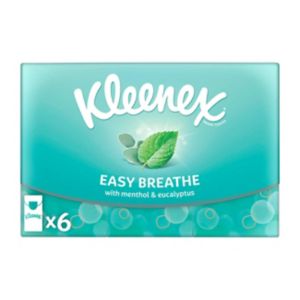 Kleenex Easy Breathe pocket pack tissues with menthol and eucalyptus 6 pack (British brand)