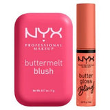 NYX Professional Makeup Buttermelt Blush Buttergloss Lip Gloss Beauty Set Getting Butta Dripped Out 5g & 8ml Duo