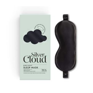 Silver Cloud black satin sleep mask, imported from the UK