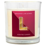 Landon Tyler letter candle L Bergamot Lime and Basil 140g, UK version