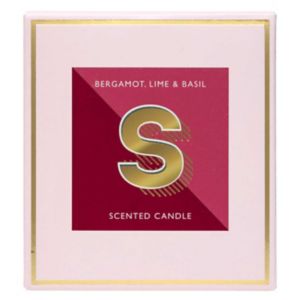 Landon Tyler Letter S candle Bergamot Lime Basil 140g, imported from the UK