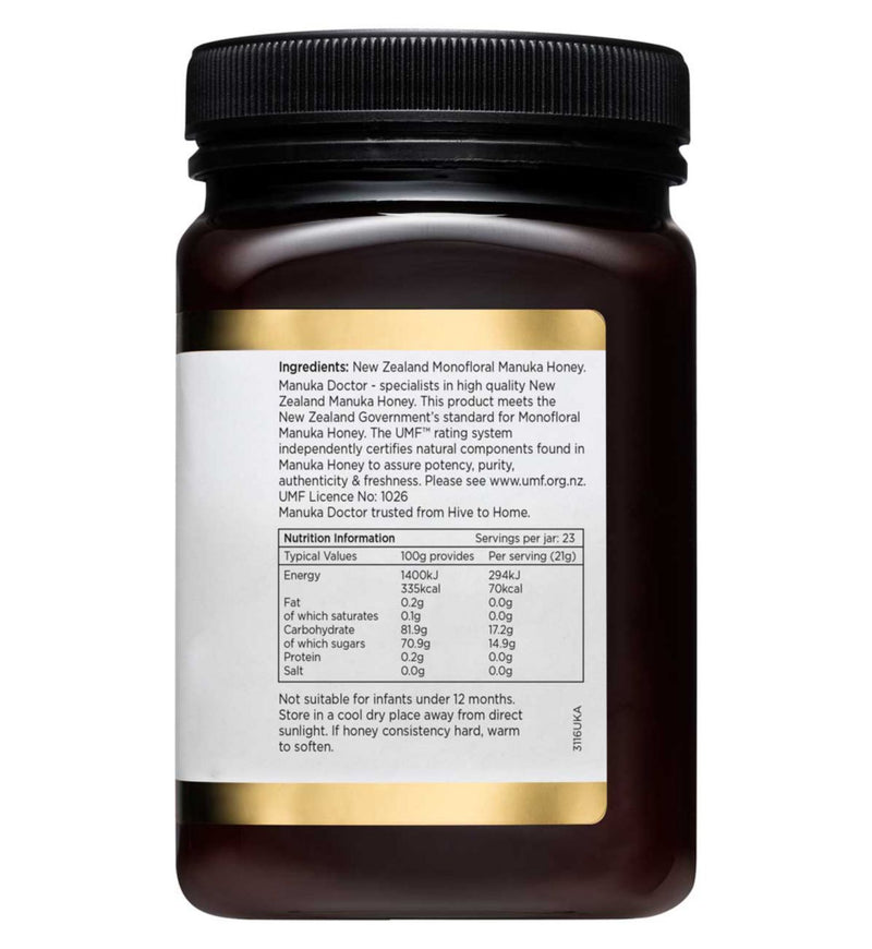 Manuka Doctor Manuka Honey UMF 12+ 500g, imported from the UK