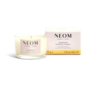 Neom wellbeing happiness travel candle 75g, imported from the UK