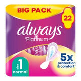 Always Platinum Normal Sanitary Towels With Wings 22 Pads - British product