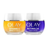 Olay Vitamin C SPF30 Day Cream and Retinol 24 Night Cream Moisturiser Bundle 50ml each