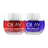 Olay Regenerist Niacinamide Day Cream and Retinol 24 Night Cream Skincare Bundle 50ml