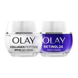 Olay Collagen Peptide SPF30 Day Cream & Retinol 24 Night Cream 50ml Bundle