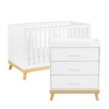 Babymore Mona 2 Piece Cot Bed and Changing Unit Set White