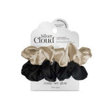 Silver Cloud Satin Scrunchies Mixed Caramel Black 2 Pack (British brand)