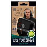 Our Pure Planet Dual USB A UK Wall Charger 24W Adapter