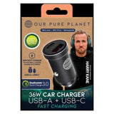 Our Pure Planet 36W USB-C Car Charger, imported from the UK