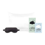 Silver Cloud Satin Sleep Mask and Pillowcase Set Black White Standard