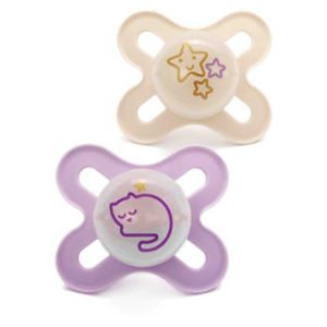 MAM Start Night Soother Pink 2 Pack, imported from the UK