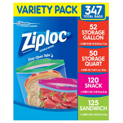 Ziploc Freezer Variety Bags Food Storage Bags 347 Pack