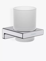 Frosted Glass Toothbrush Tumbler with Wall-Mounted Holder