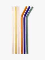 Kikkerland Multicolour Glass Straws Set of 6 Reusable Drinking Straws